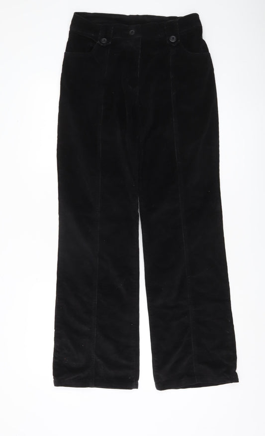 Miladys Womens Black Corduroy Straight Leg Trousers Size 6