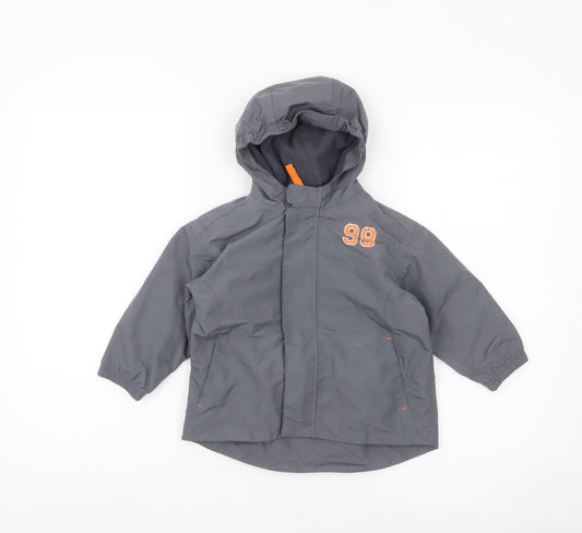 Domyos Boys Grey Hooded Rain Coat Jacket 2-3 Years Polyester