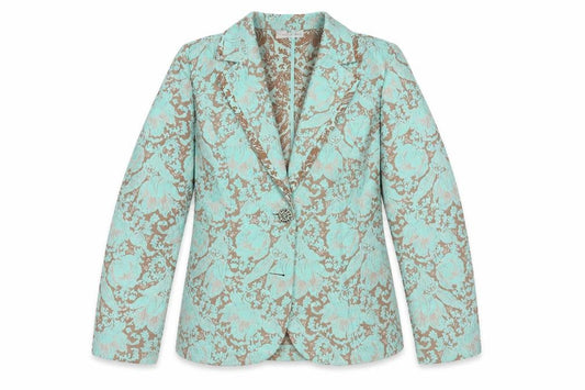 Frankenwalder Women’s Green Floral Jacquard Blazer Size 16