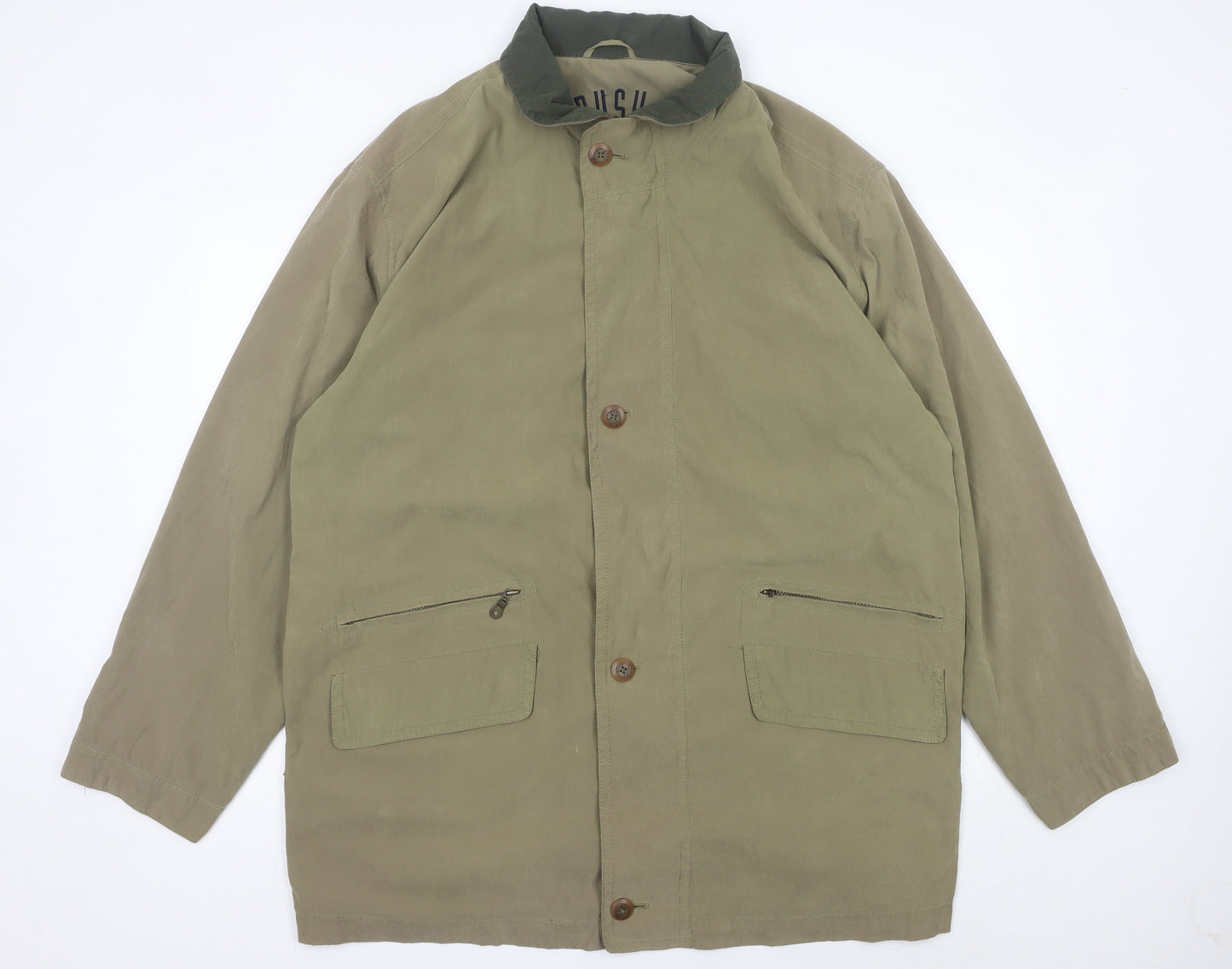 Bush Mens Green Mid-Length Overcoat Jacket Size 44 Regular