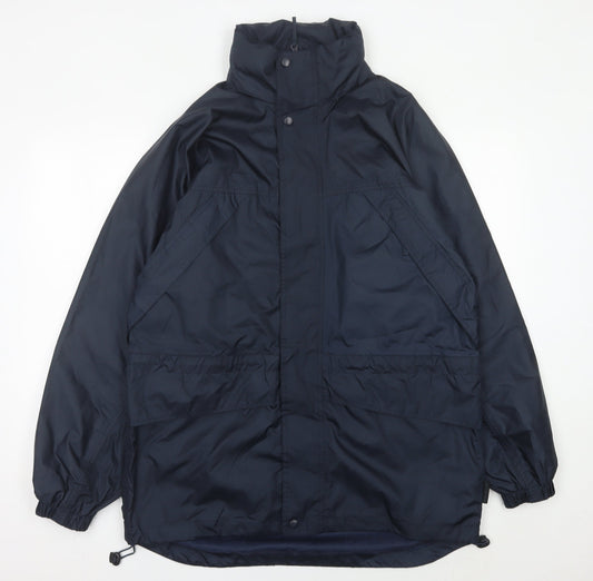 Tann Uci Men's Blue Polyester Hooded Parka Jacket Size M