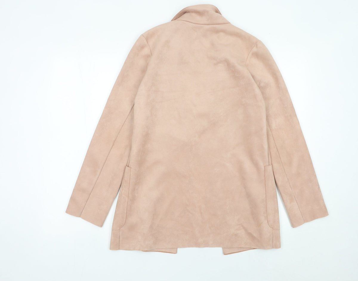 Zara Women Beige XS Blazer Mid-Length Single-Breasted