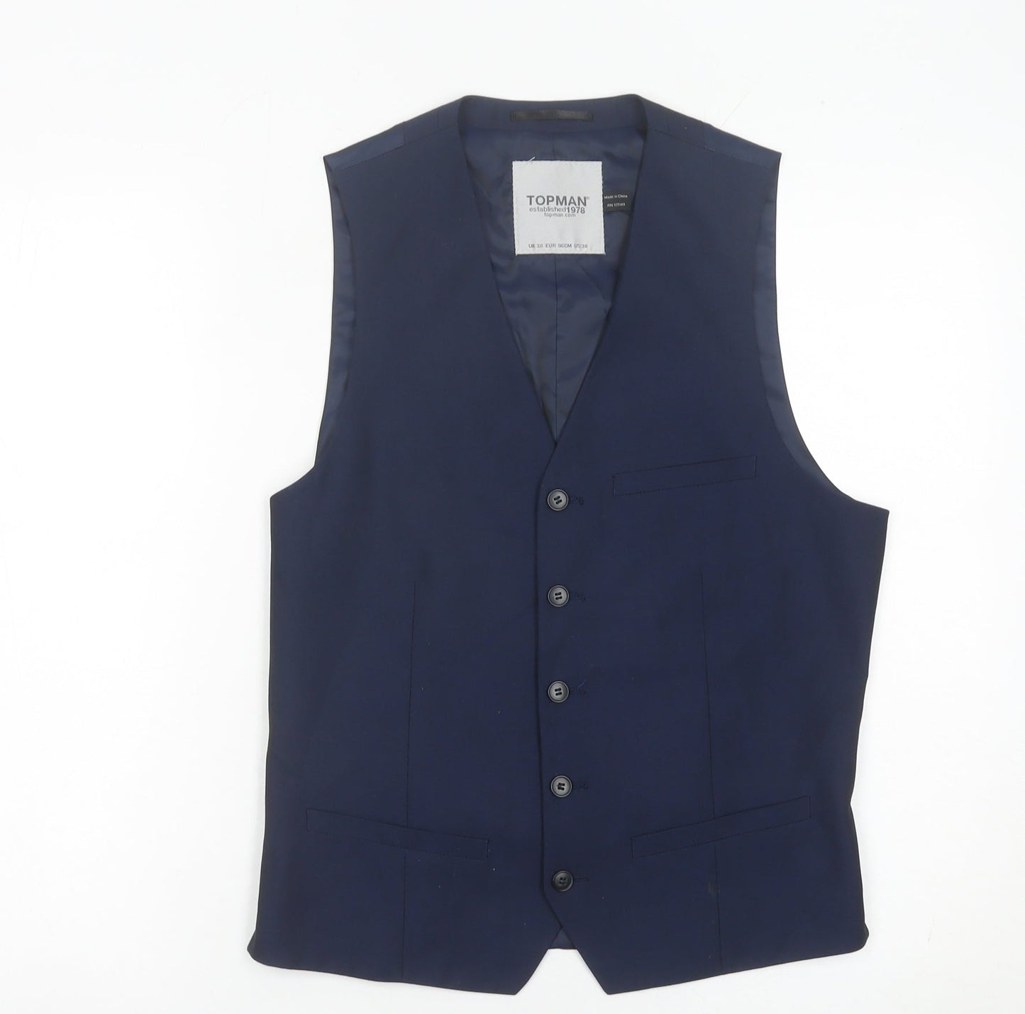 Topman Men’s Blue Suit Waistcoat Size 38 Chest Classic Formal