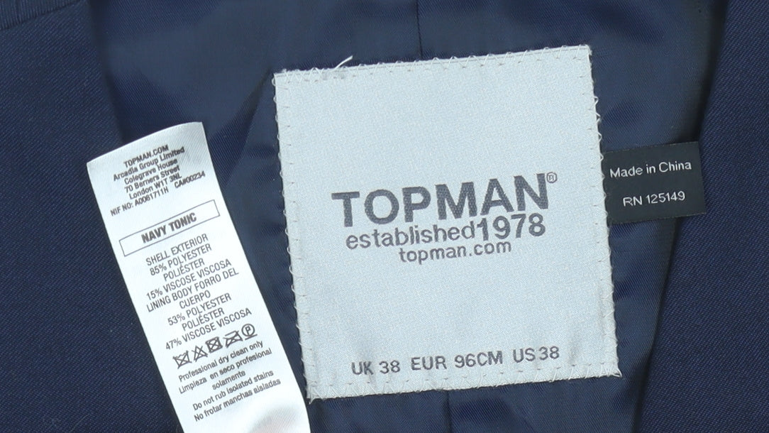 Topman Men’s Blue Suit Waistcoat Size 38 Chest Classic Formal