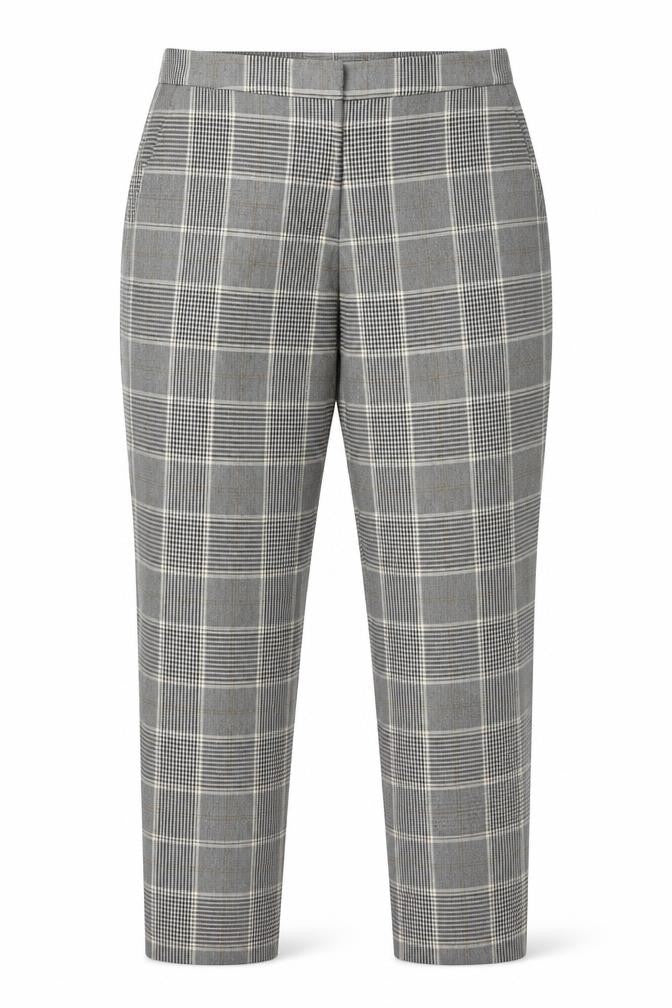 H&M Womens Grey Check Slim Chino Trousers Size 8 Workwear