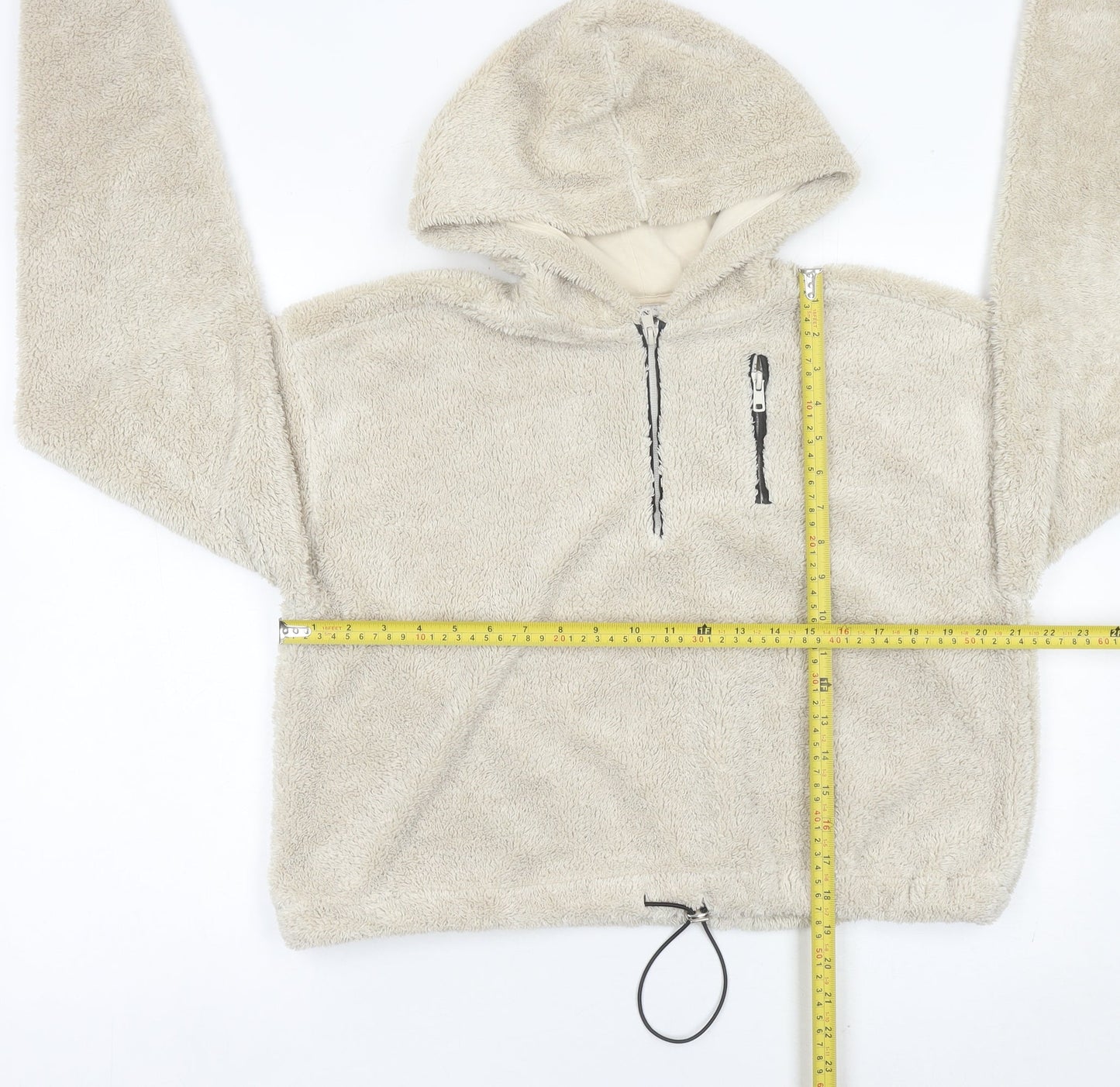 Topshop Women’s Beige Fleece Hoodie UK 8 Pullover Long Sleeve
