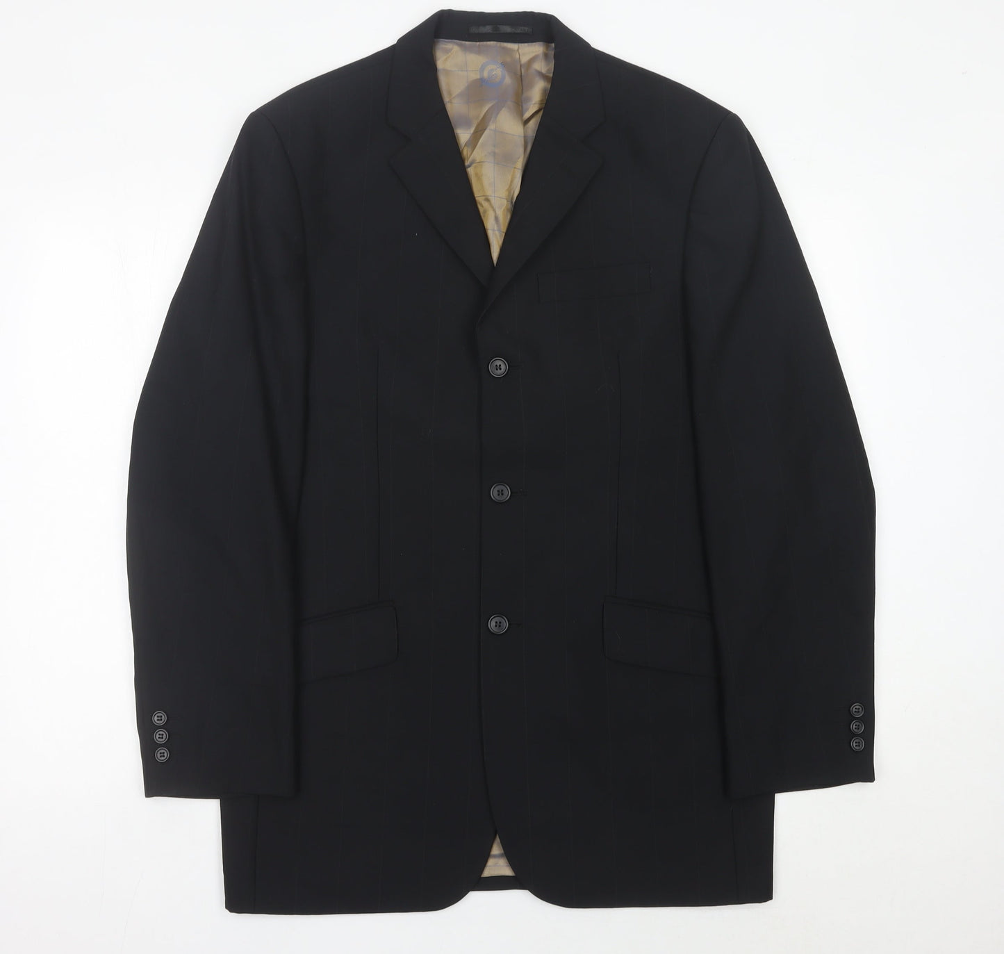 Ben Sherman Men’s Black 38R Long Fit Wool Suit Jacket Classic