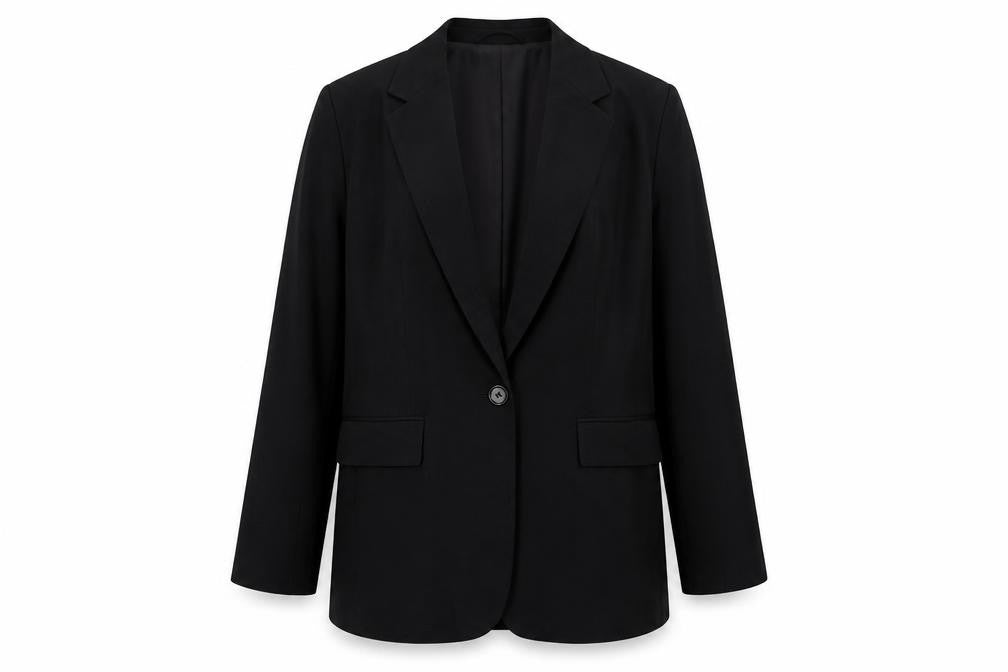 H&M Women Black XS Single Breasted Linen Blend Blazer Jacket