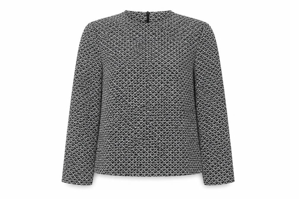Zara Woman Black Geometric Blouse Women Size 12 Long Sleeve
