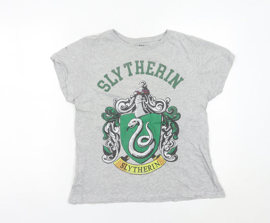 Harry Potter Women’s Grey Slytherin T-Shirt UK 16 Short Sleeve