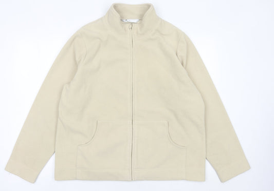 BHS Womens Beige Fleece Jacket Size 20 Full Zip Casual Coat