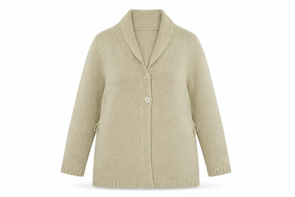 Hawkshead Womens Beige Long Sleeve Cotton Acrylic Cardigan Size 18