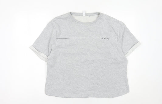 AND/OR Women Grey Size 16 Cotton Short Sleeve Crew Neck T-Shirt