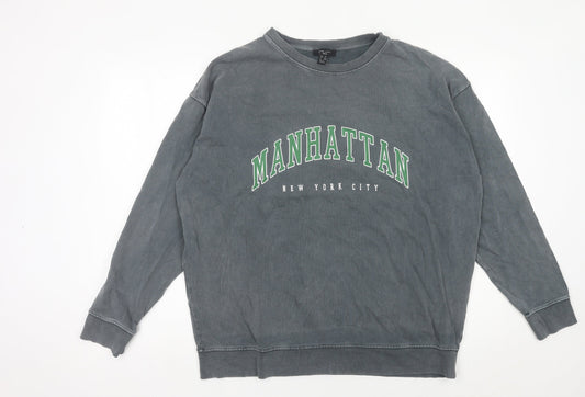 New Look Women Tall Grey Manhattan Graphic Pullover Sweatshirt UK 10