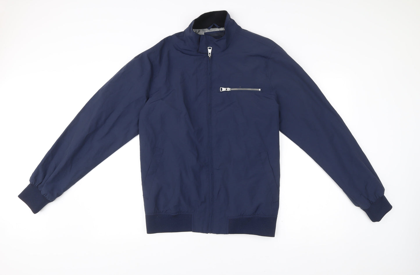 Easy Men’s Blue Bomber Jacket Medium Full Zip Casual Cotton Blend