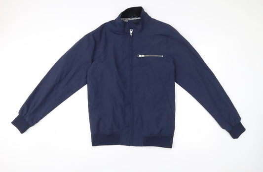 Easy Men’s Blue Bomber Jacket Medium Full Zip Casual Cotton Blend