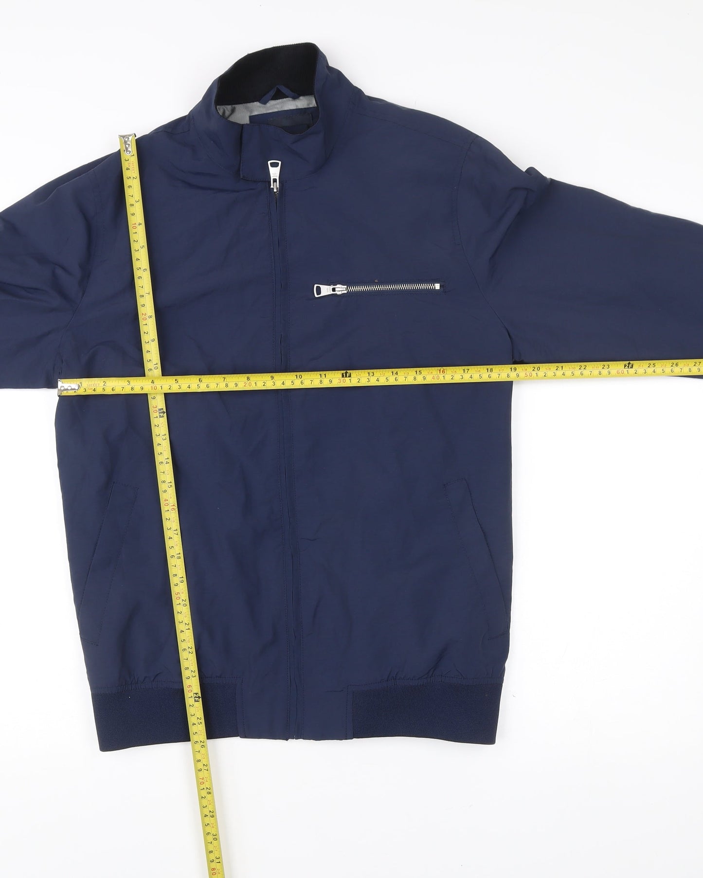 Easy Men’s Blue Bomber Jacket Medium Full Zip Casual Cotton Blend