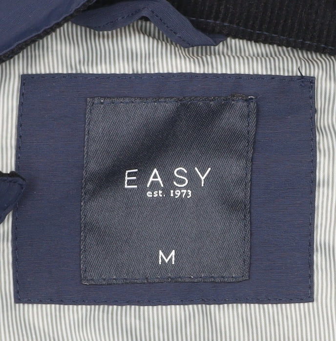 Easy Men’s Blue Bomber Jacket Medium Full Zip Casual Cotton Blend