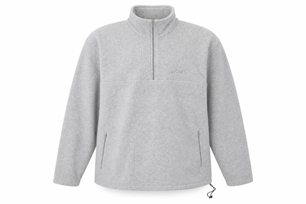 Asics Men’s Grey Fleece Sweatshirt M Half Zip Pullover Outdoor