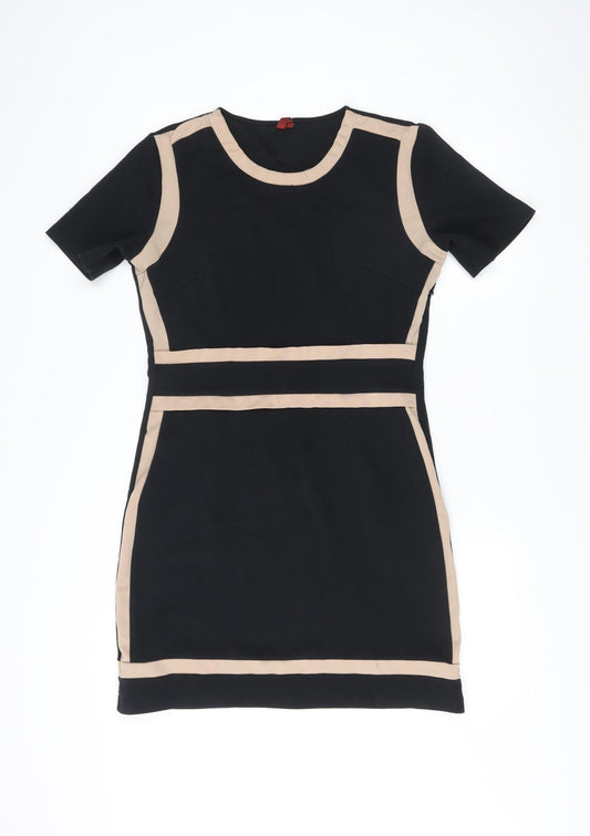 Miusol Women’s Black Colourblock Sheath Dress 2XL Short Sleeve
