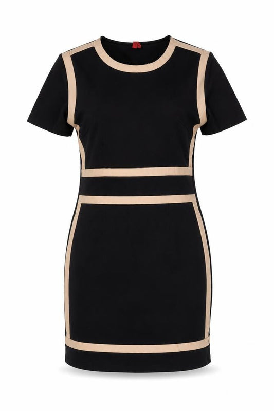 Miusol Women’s Black Colourblock Sheath Dress 2XL Short Sleeve