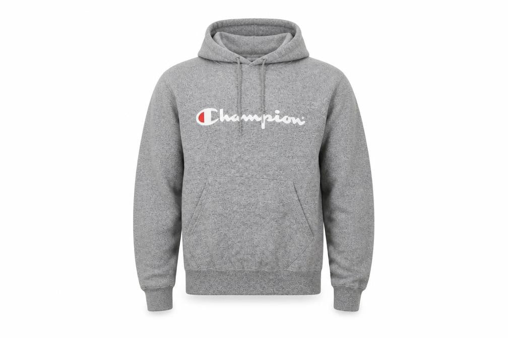 Champion Men's Grey Pullover Hoodie S Logo Graphic Sweatshirt