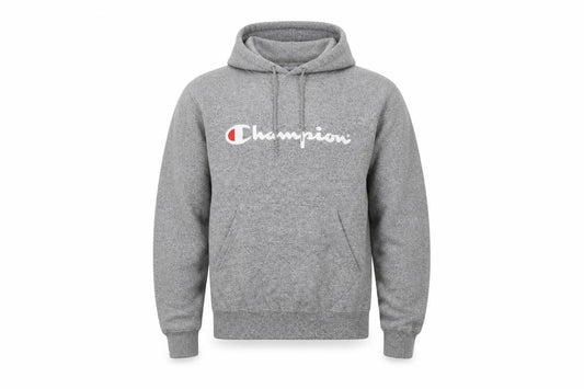 Champion Men's Grey Pullover Hoodie S Logo Graphic Sweatshirt