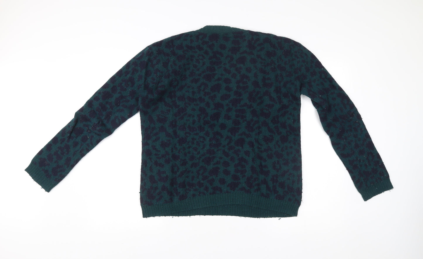 French Connection Women’s Green Leopard Print Jumper Size S Pullover Knitwear
