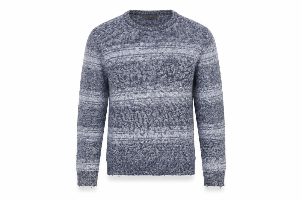 Marks & Spencer Men’s Blue Striped Pullover Jumper M Knit Crew Neck