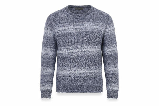 Marks & Spencer Men’s Blue Striped Pullover Jumper M Knit Crew Neck
