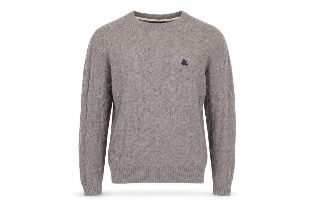 Simon Carter Men Beige Wool Blend Cable Knit Pullover Jumper S
