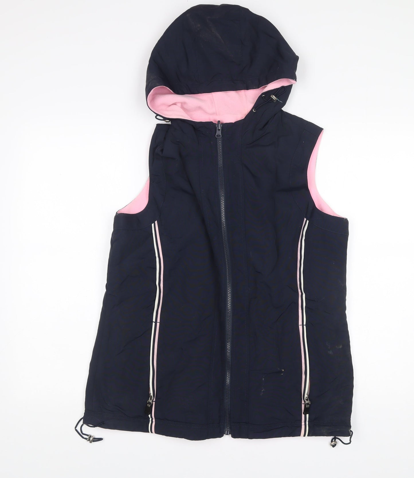 Cotton Traders Womens Blue Hooded Waistcoat Size 14 Outdoor Zip