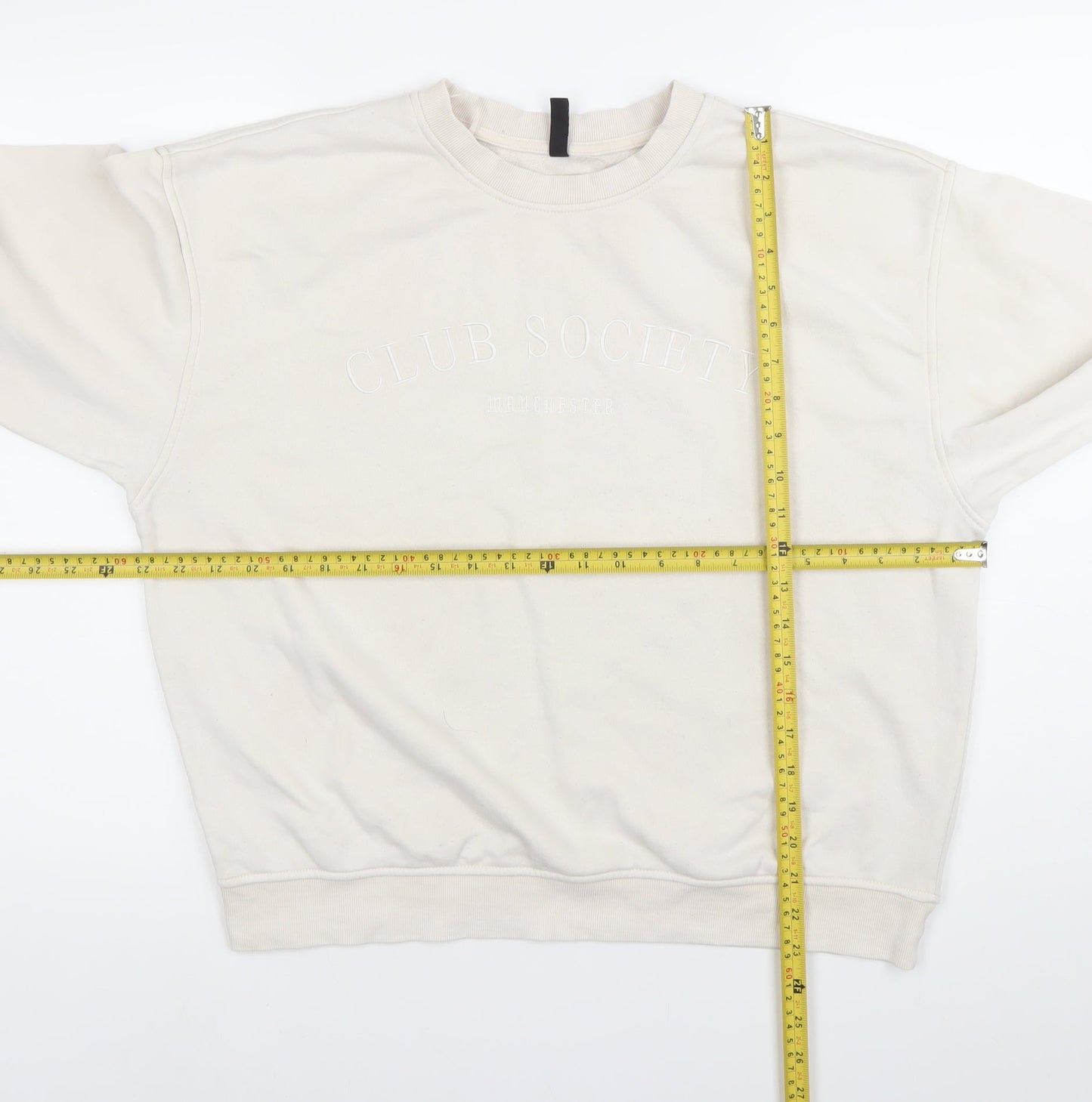H&M Women’s Ivory Sweatshirt Size 12 Crew Neck Pullover Logo