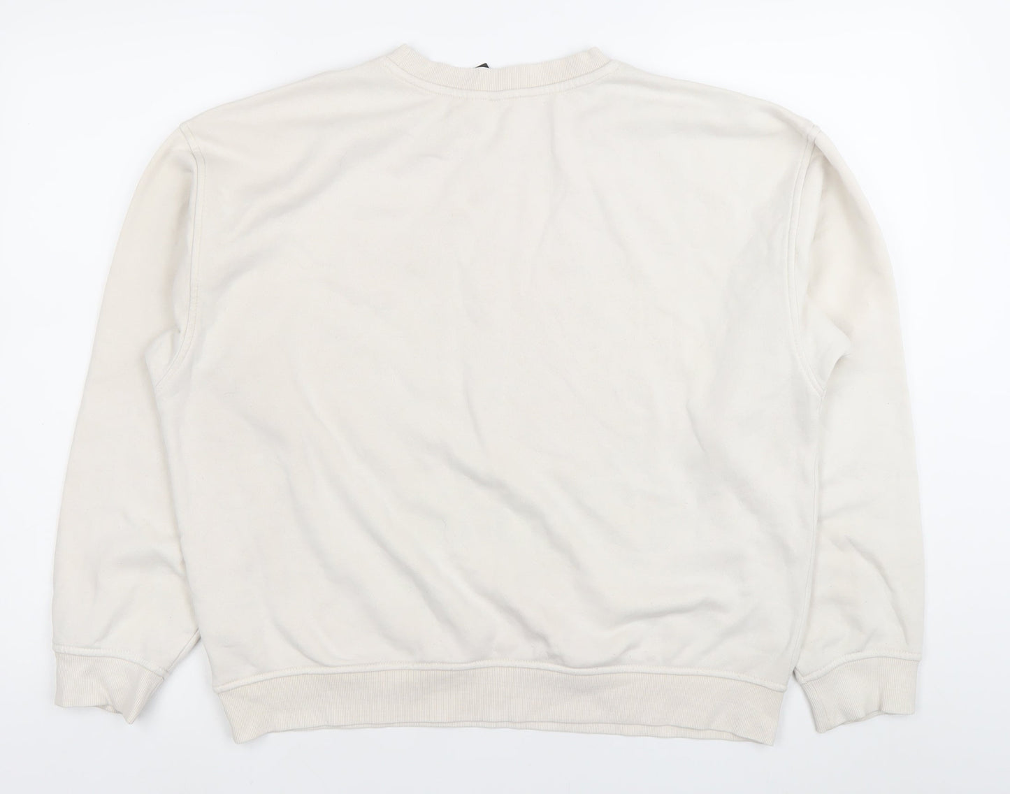 H&M Women’s Ivory Sweatshirt Size 12 Crew Neck Pullover Logo