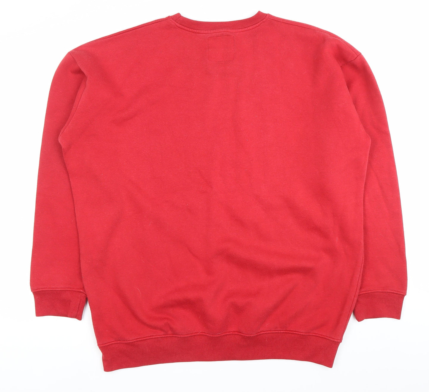 BoohooMAN Men's Red Logo Pullover Sweatshirt Size S Crew Neck