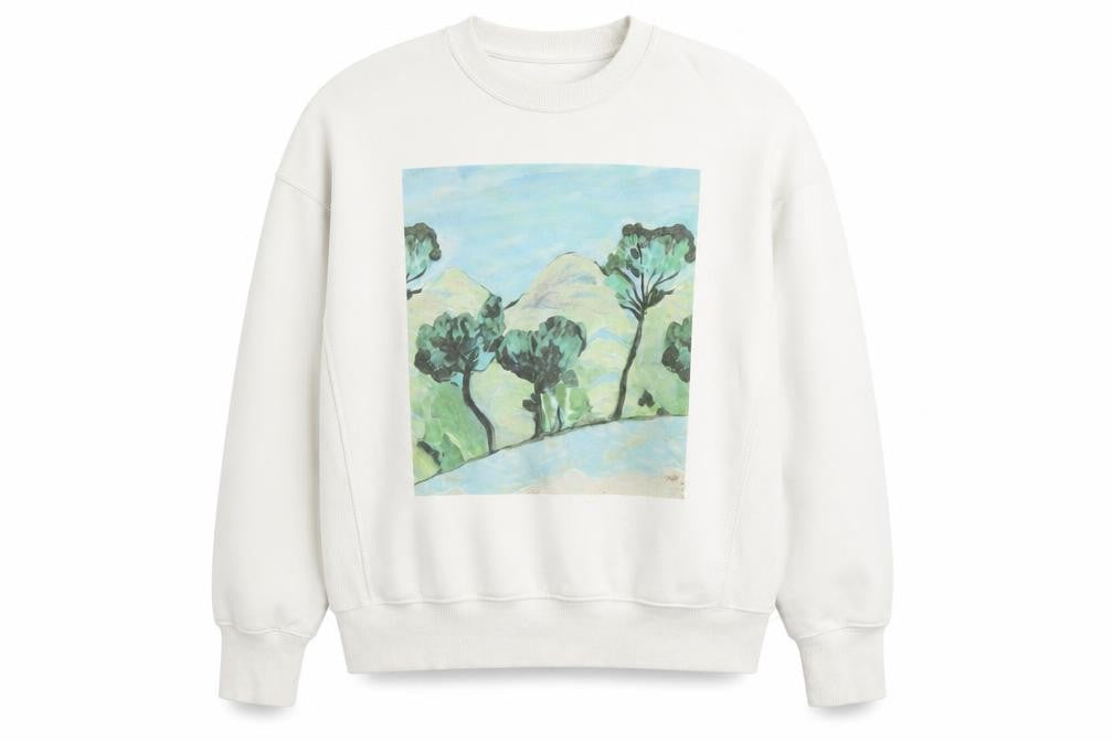 H&M Women Ivory XS Oversized Fit Pullover Sweatshirt with Art Print