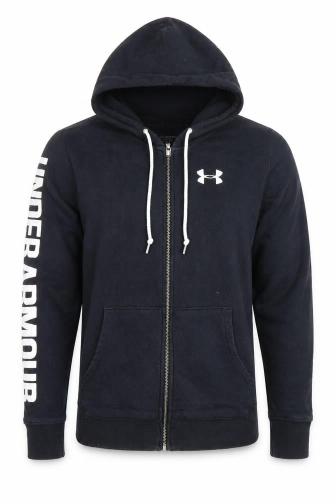 Under Armour Boys Black Full Zip Hoodie Sweatshirt Size S Logo Hooded
