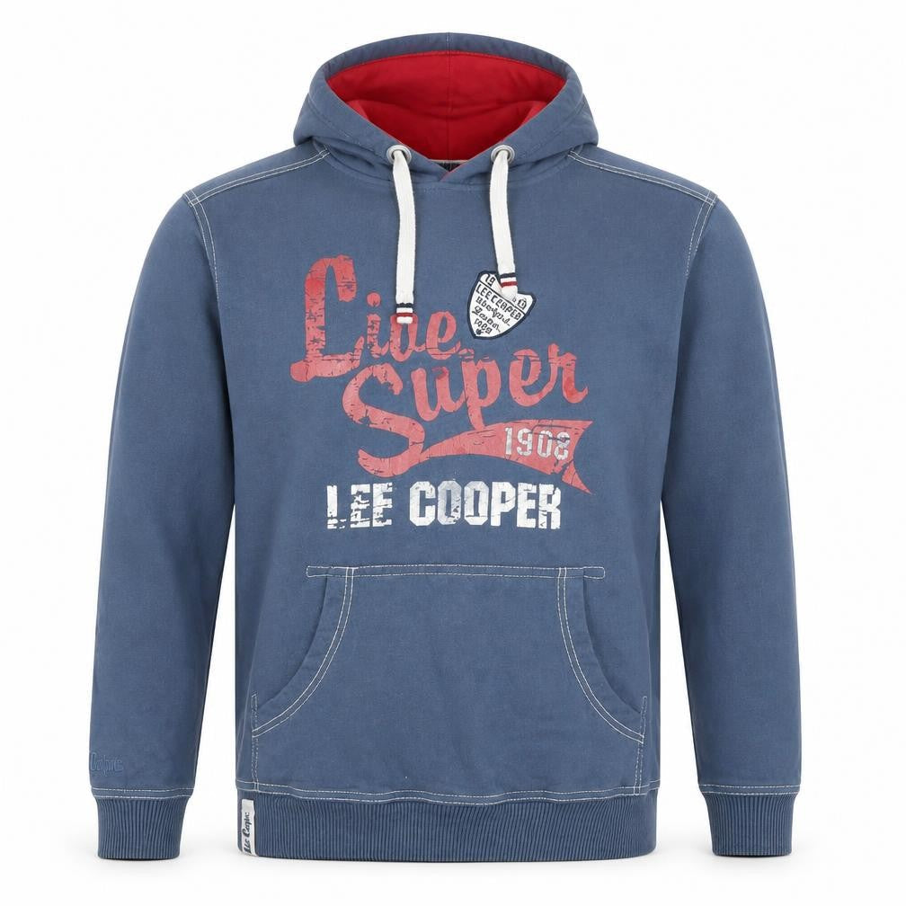 Lee Cooper Men’s Blue Pullover Hoodie M Graphic Print Cotton Blend