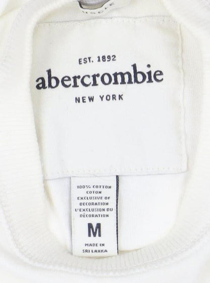 Abercrombie & Fitch Boys White Pullover Sweatshirt M Crew Neck Long Sleeve Logo