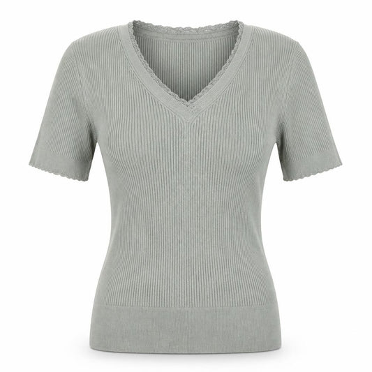 Marks and Spencer Womens Green Size 10 V-Neck Knit Top