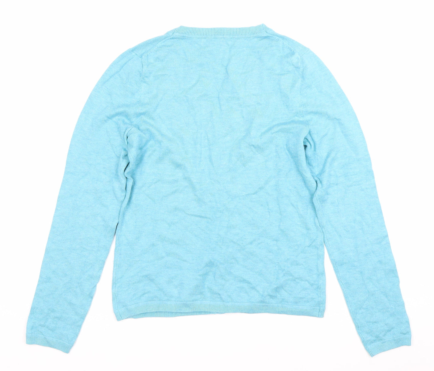 John Lewis Women’s Blue V-Neck Cardigan Size 8 Knit Long Sleeve