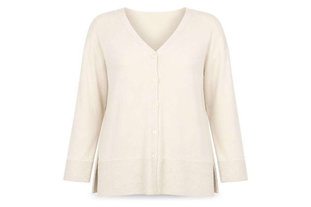 Marks & Spencer Womens Beige Size 16 V-Neck Button Cardigan