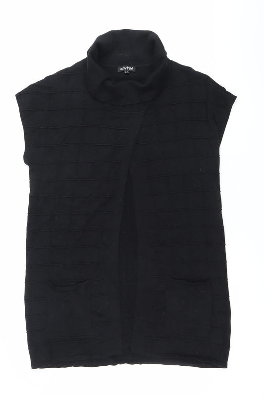 Marxke Womens Black M Roll Neck Short Sleeve Cotton Cardigan