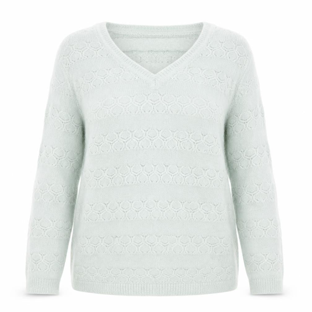Damart Womens Green V-Neck Knit Pullover Jumper Size M