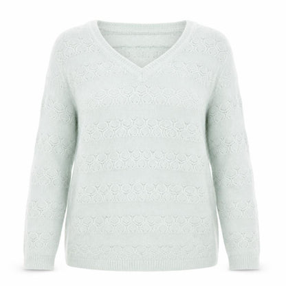 Damart Womens Green V-Neck Knit Pullover Jumper Size M