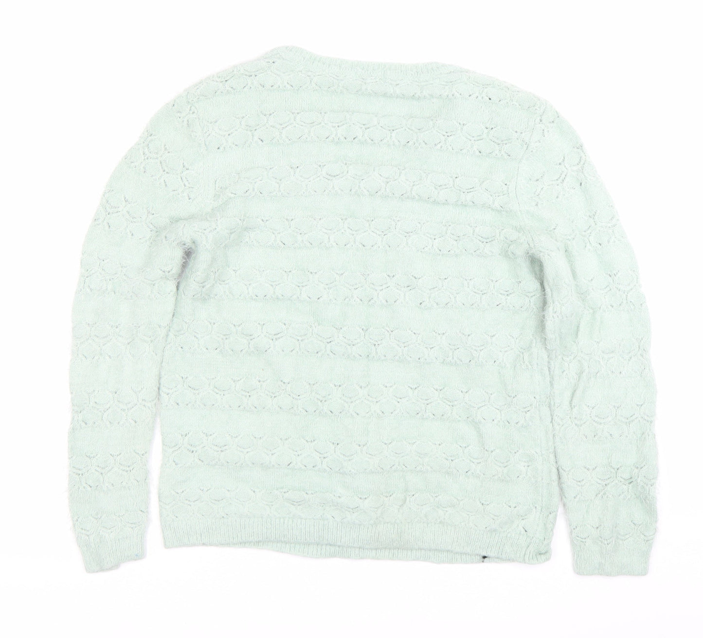 Damart Womens Green V-Neck Knit Pullover Jumper Size M