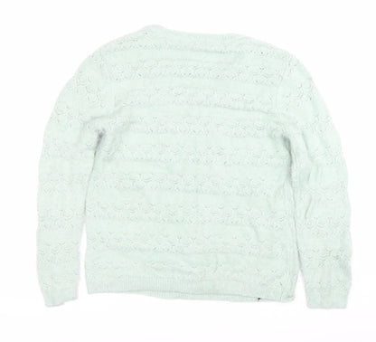 Damart Womens Green V-Neck Knit Pullover Jumper Size M