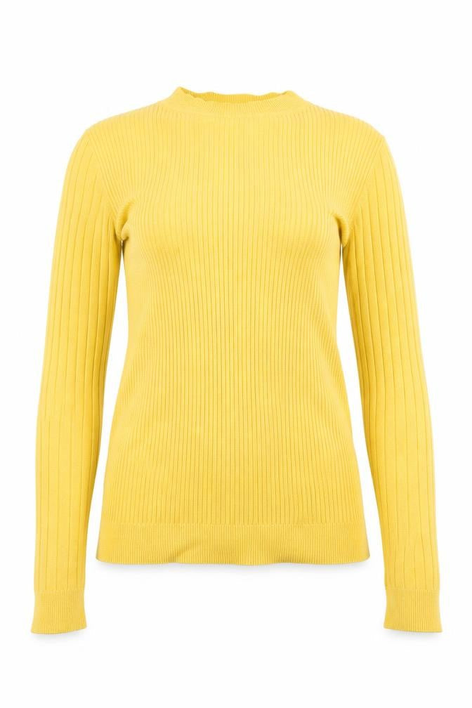 New Look Womens Yellow Ribbed Knit Slim Pullover Jumper UK 10