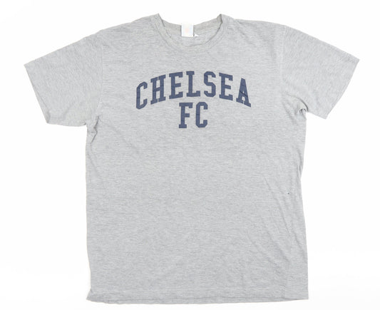 Chelsea FC Men’s Grey L Short Sleeve Sports T-Shirt Cotton Blend