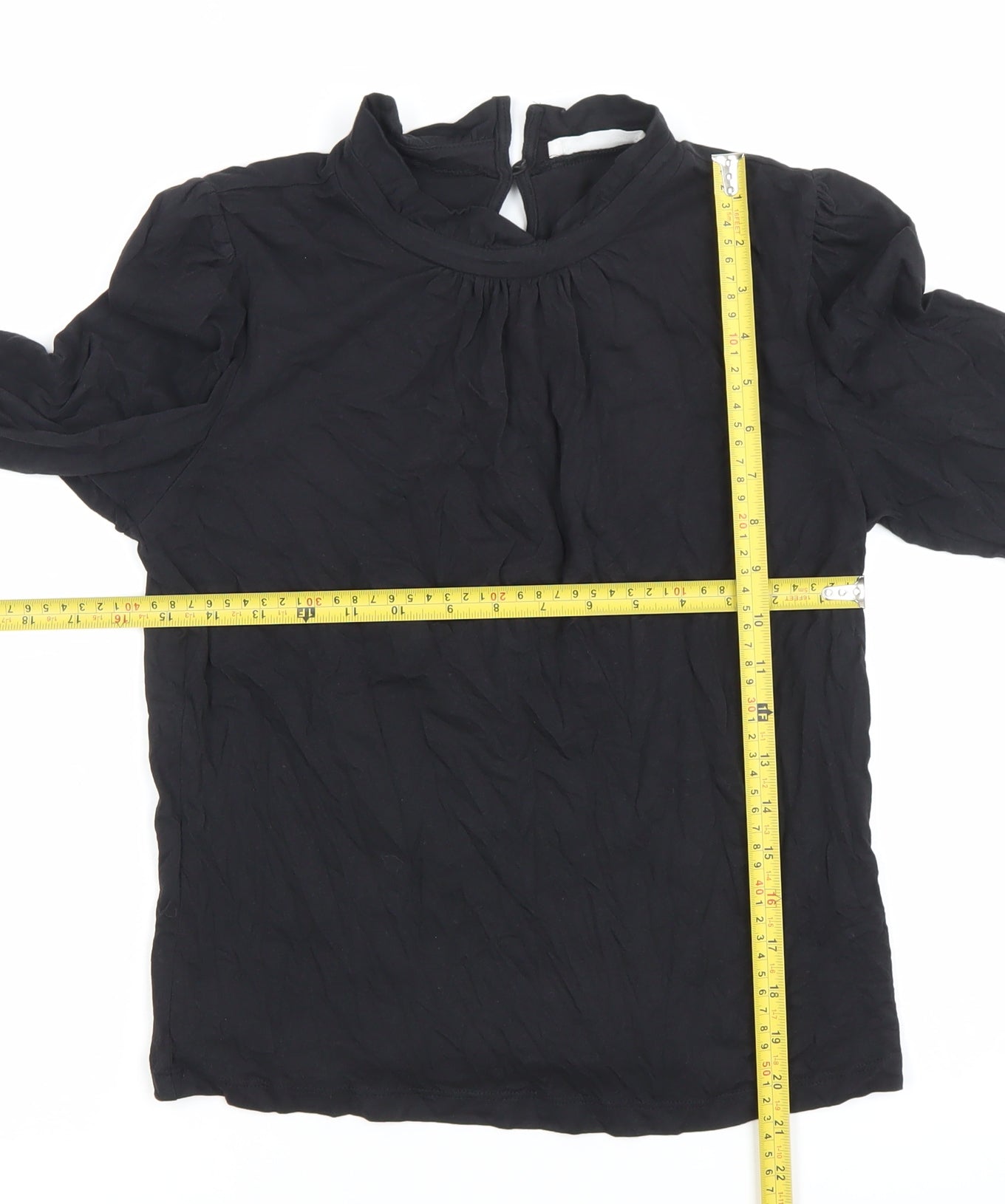 MNG Womens Black Cotton Long Sleeve Mock Neck Blouse M